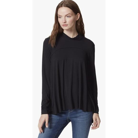 Frayed Jeans Tessa Back Slit Mock Neck Top – Women’s Small – Black – NWT - Picture 1 of 11